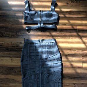 Grey 2 piece Bandage Dress